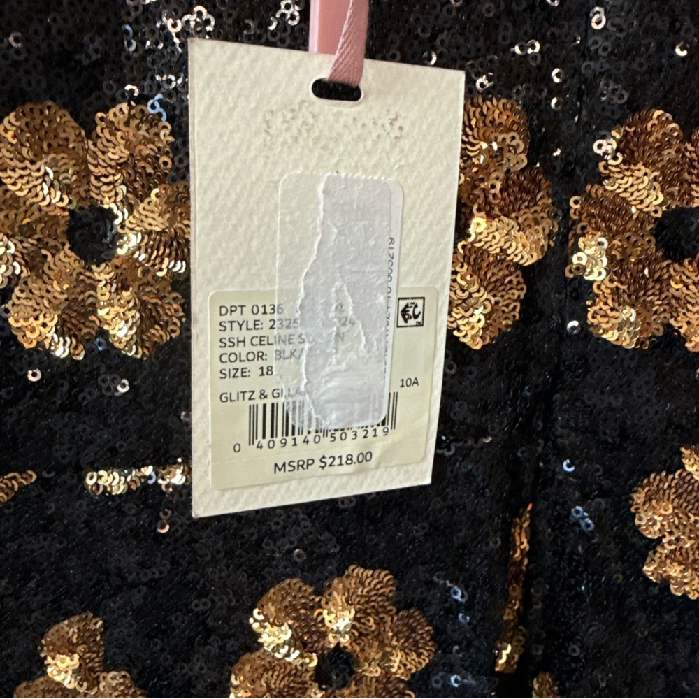 Elegant Black and Gold Floral Dress - Picture 6 of 13